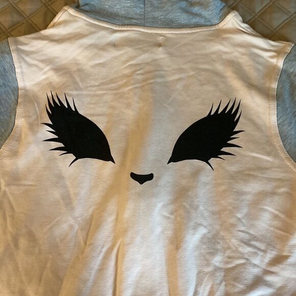 Sugar & Babe Cropped Cat Hoodie. Pink/Gray. Size Large Girls. - Picture 6 of 9